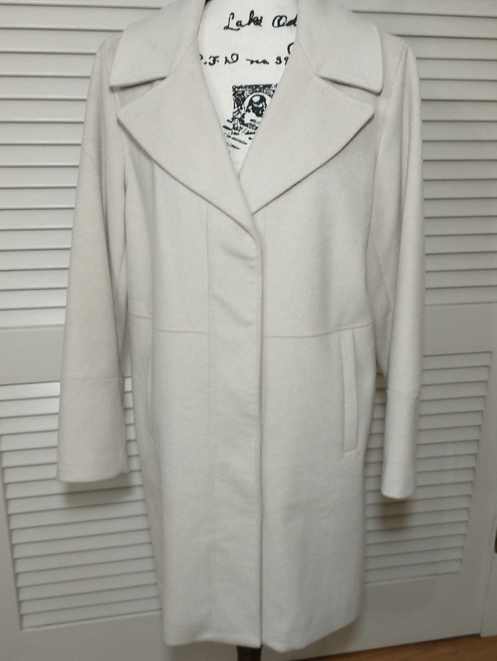 Kenneth Cole Wool Blend Walker Trench Coat, Cream, Size M, Minimalist, Quiet Lux